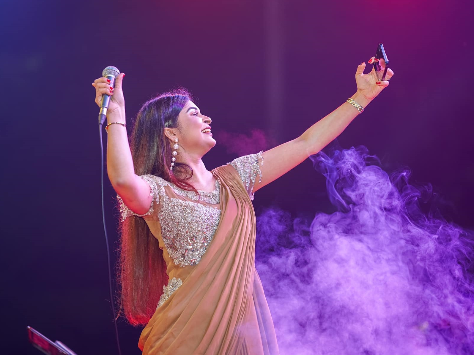 Artists preparing for an event